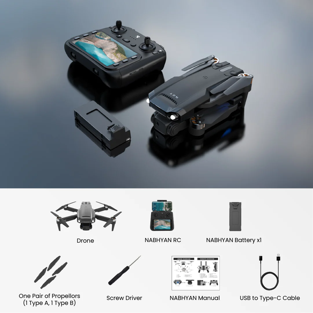 NABHYAN PRO 2.0 WITH BIG SIZE DISPLAY RC & WIDE ANGLE CAMERA | SINGLE BATTERY VERSION