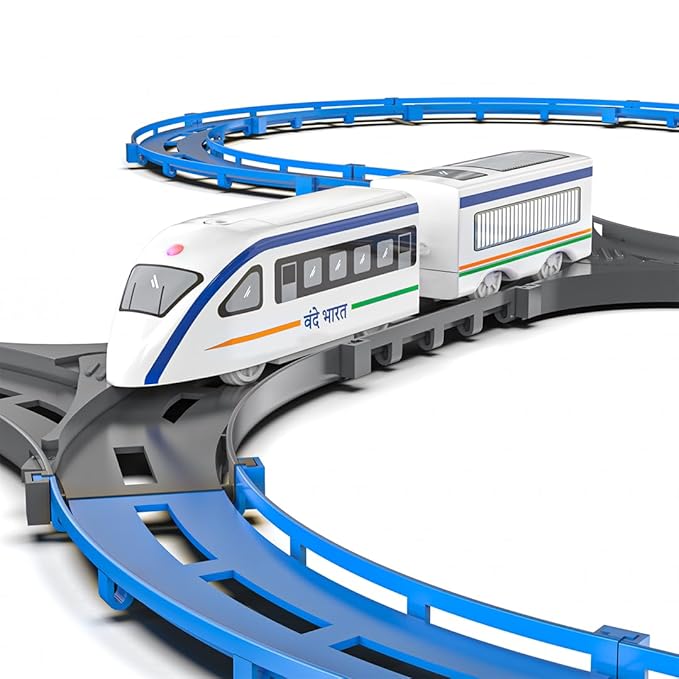 Vande Bharat Bullet TOY Train For KIDS - Multiple Railway Track Layout, AAA Battery Operated - Proudly Made in India