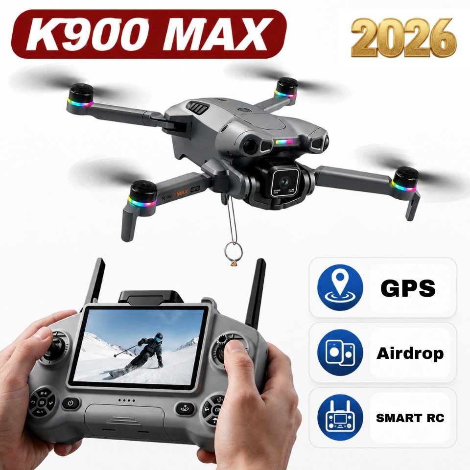DRONES WALLAH K900 MAX GPS Drone with HD Camera & Display Remote with 3 Batteries