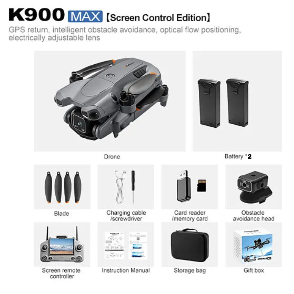 DRONES WALLAH K900 MAX GPS Drone with HD Camera & Display Remote with 2 Batteries - Image 7